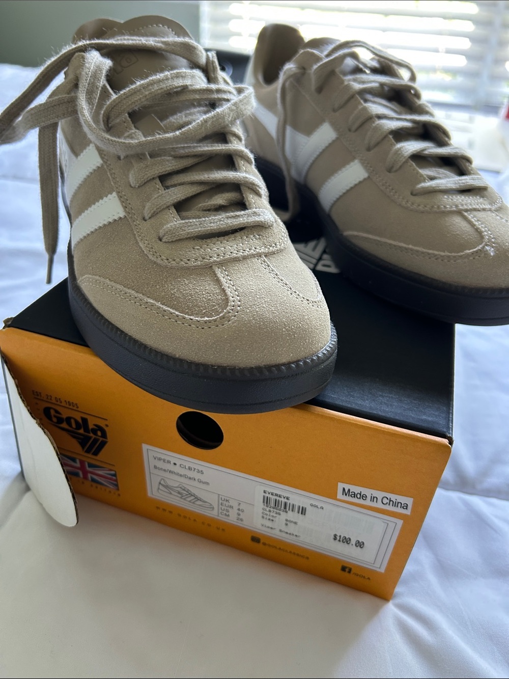 Gola Women's Viper Suede Sneakers in Bone and White